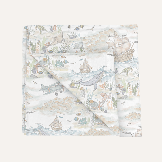 Swaddle Blanket in Salt Air