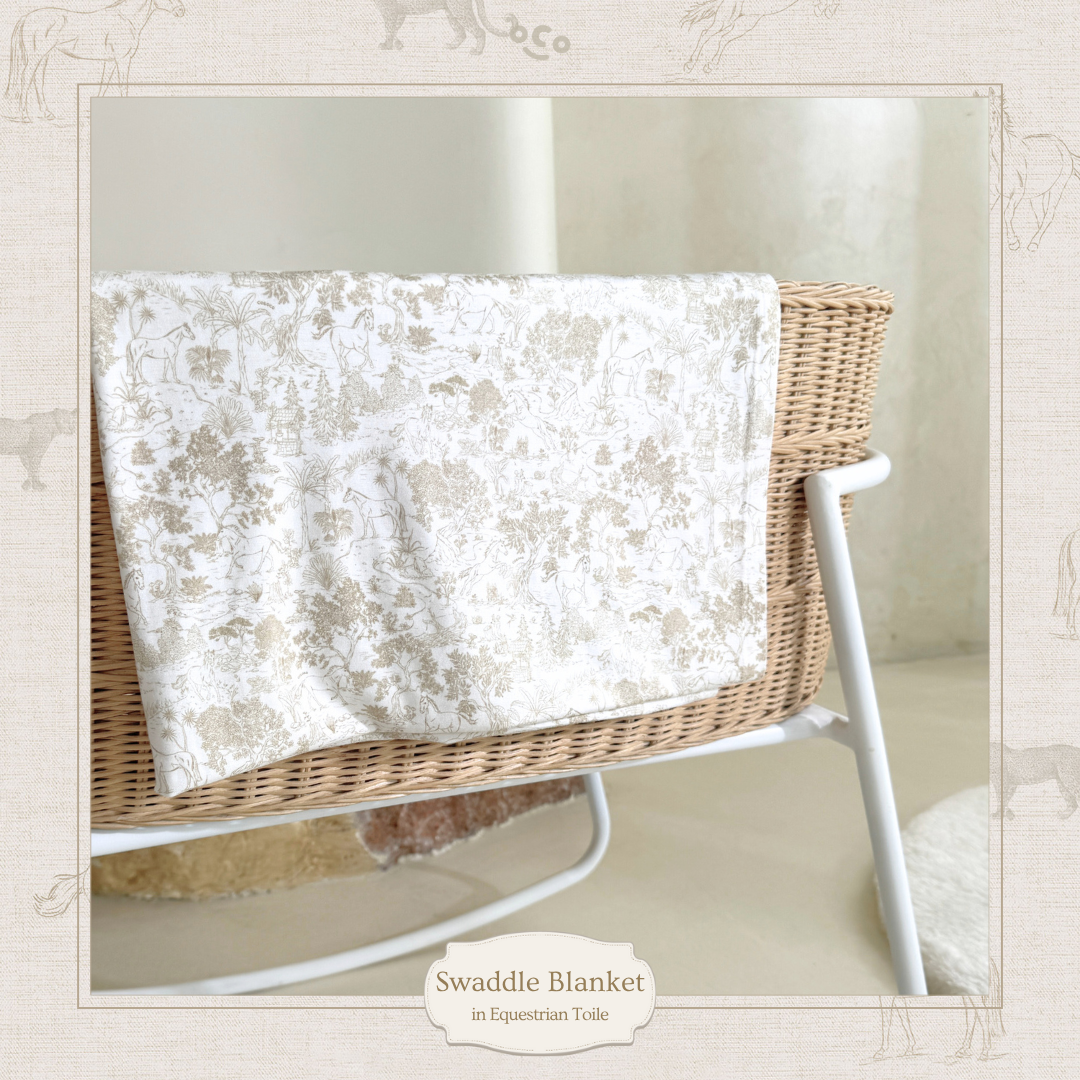 Swaddle Blanket in Equestrian Toile