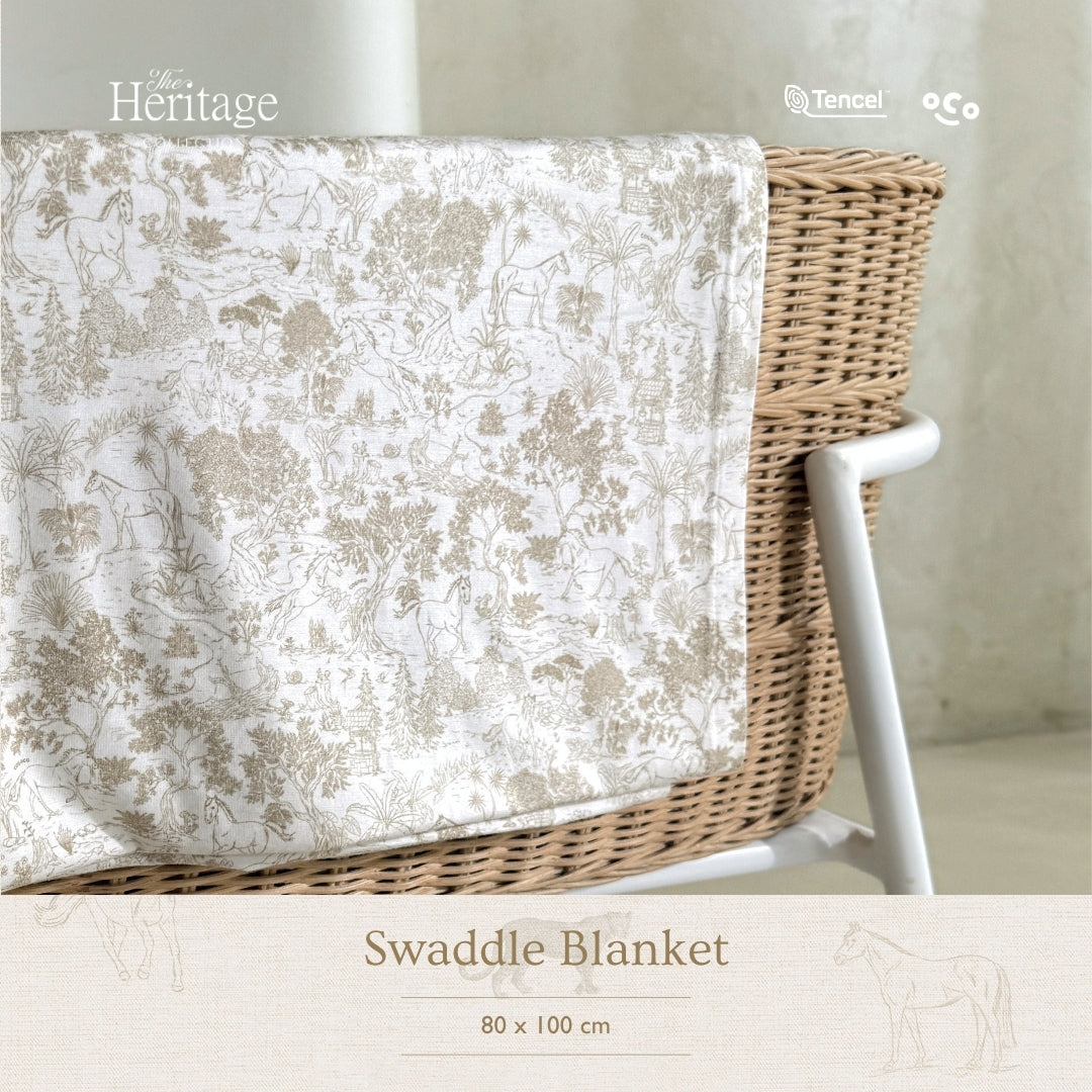 Swaddle Blanket in Equestrian Toile