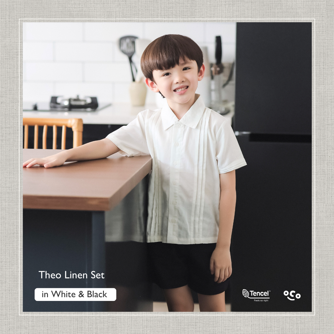 Theo Linen Set in White Black