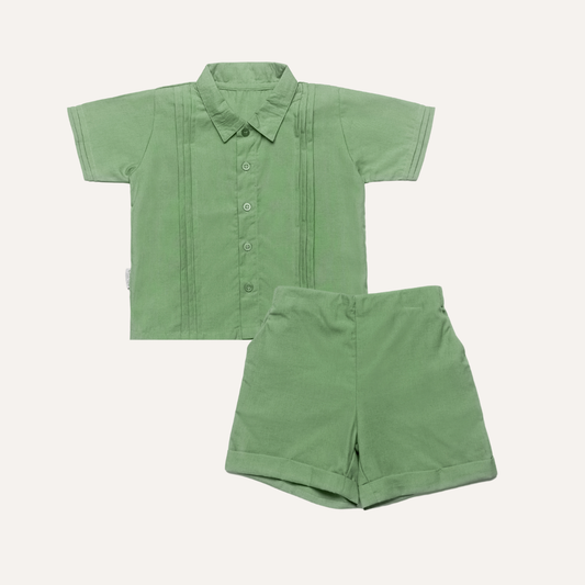 Theo Linen Set in Green