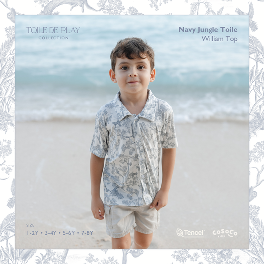 William Top in Navy Jungle Toile