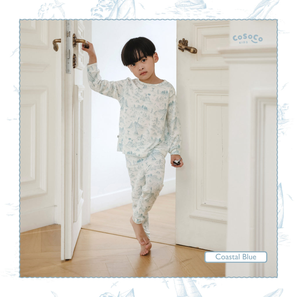 Kids Pajamas in Coastal Blue